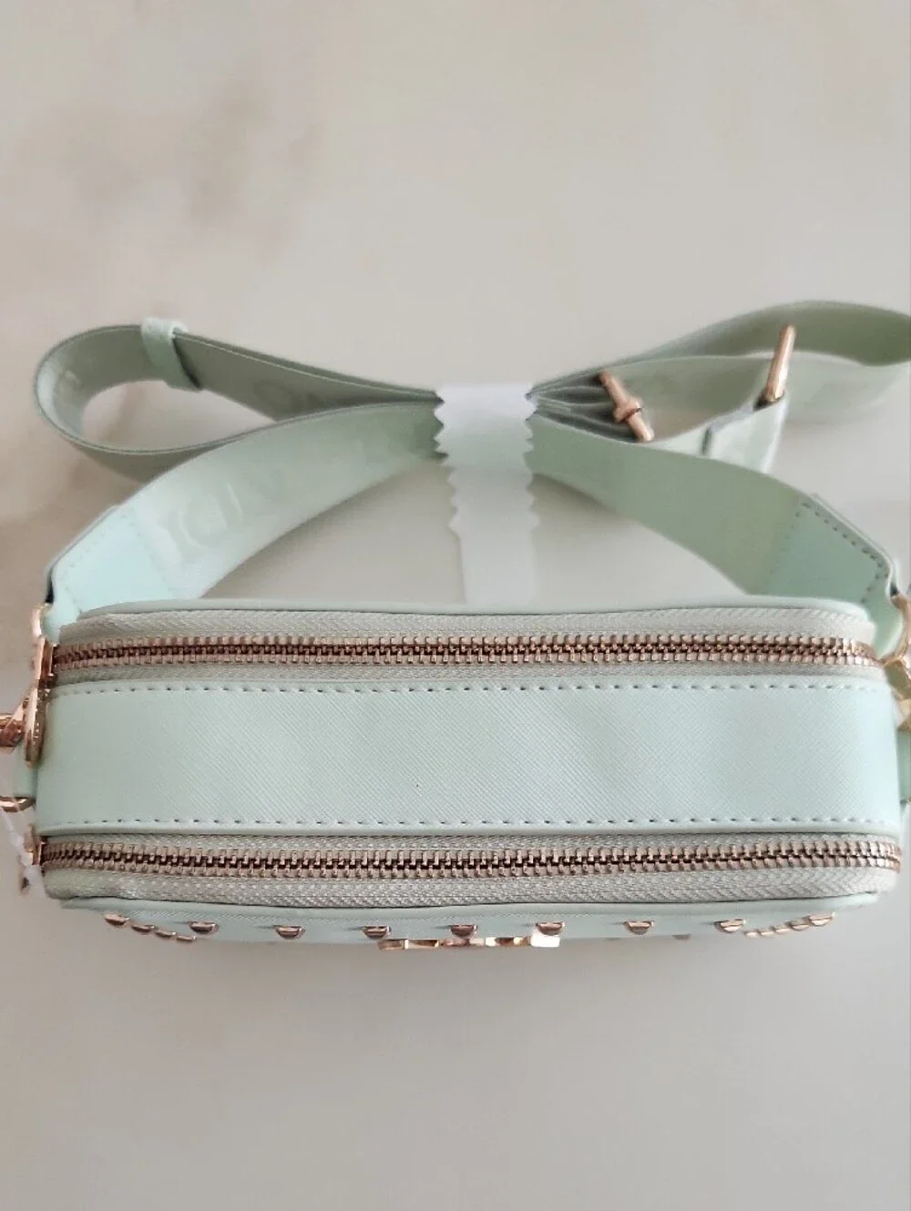 Valentino Orlandi Mint Green Crossbody Bag with Gold Studs